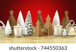 christmas centerpiece or mantel ... | Shutterstock . vector #744550363