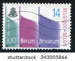 Small photo of BELGIUM - CIRCA 1991: stamp printed by Belgium, shows Rerum Novarum Encyclical, circa 1991