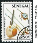 Small photo of SENEGAL - CIRCA 1985: A stamp printed by Senegal, shows Rabab, shawm and fiddles, circa 1985