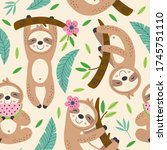 seamless pattern with cute... | Shutterstock .eps vector #1745751110