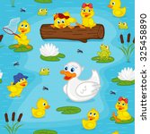 Seamless Pattern With Ducks On...