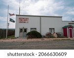 Small photo of Jeffrey City, Wyoming - August 5, 2021: The Jeffrey City fire department station in the ghost town and former Uranium boomtown