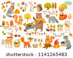 fall theme set  forest animals... | Shutterstock .eps vector #1141265483
