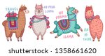 cute lamas with funny quotes.... | Shutterstock .eps vector #1358661620