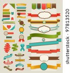 set of retro ribbons and labels.... | Shutterstock .eps vector #97813520