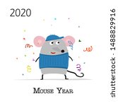 funny mouse  symbol of 2020... | Shutterstock .eps vector #1488829916