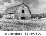 Old Weathered Barn In Black And ...
