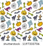 vector colorful halloween... | Shutterstock .eps vector #1197333706