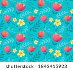 spring childish style flowers... | Shutterstock . vector #1843415923
