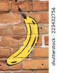 Banana Graffiti On A Brick Wall ...