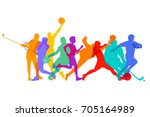 sports games and athletes  3d... | Shutterstock . vector #705164989