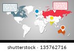 world map with markers   eps 10 ... | Shutterstock .eps vector #135762716