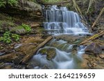Spring landscape of Wagner Falls captured with motion blur, Hiawatha National Forest, Michigan