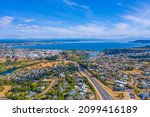 Small photo of Aerial view of Taupo town in New Zealand