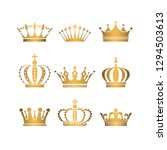 set of gold crowns. | Shutterstock . vector #1294503613