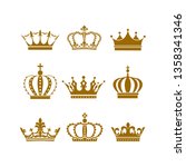 crown icon set heraldic symbol... | Shutterstock . vector #1358341346