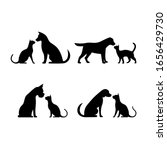 Dog And Cat Silhouette Vector...