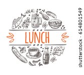 lunch concept. hand drawn... | Shutterstock .eps vector #614801549