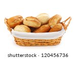 Bread In Wicker Basket Isolated ...