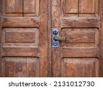 old wooden door with lock | Shutterstock . vector #2131012730
