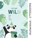 vector green birthday card with ... | Shutterstock .eps vector #1775202596