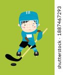 the boy plays hockey. a boy in... | Shutterstock .eps vector #1887467293