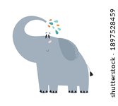 a cartoon elephant pours water... | Shutterstock .eps vector #1897528459