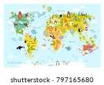 vector map of the world with... | Shutterstock .eps vector #797165680