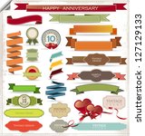 set of retro ribbons and labels | Shutterstock .eps vector #127129133
