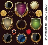golden shields  laurels and... | Shutterstock .eps vector #202481020
