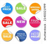 modern colorful sale stickers... | Shutterstock .eps vector #2140321999