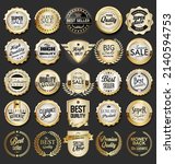 collection of golden badges and ... | Shutterstock .eps vector #2140594753