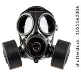 gas mask double filter on white background