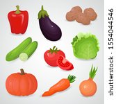 vegetable vector icon set. 3d... | Shutterstock .eps vector #1554044546
