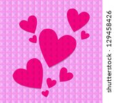 shocking pink hearts on pink... | Shutterstock .eps vector #129458426