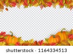 autumn leaves and pumpkins... | Shutterstock .eps vector #1164334513