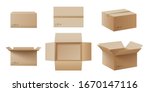 realistic cardboard box mockup... | Shutterstock .eps vector #1670147116