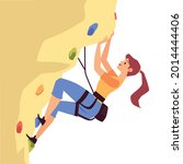Woman Or Girl Climber Climbs On ...