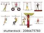 adventure rope park with... | Shutterstock .eps vector #2086675783