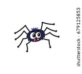 cute and funny black spider ... | Shutterstock .eps vector #679125853