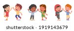 happy multiethnic friends kids... | Shutterstock .eps vector #1919143679