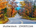 Winding Road at Autumn in Door County of Wisconsin