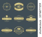 wedding logos and badges vector ... | Shutterstock .eps vector #1076877359