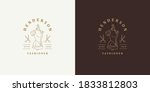 mannequin and scissors logo... | Shutterstock .eps vector #1833812803