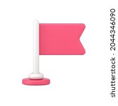 pink flag 3d icon. emblem of... | Shutterstock .eps vector #2044346090