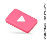 Pink Play Button 3d Icon. White ...