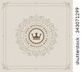 luxury logo template flourishes ... | Shutterstock .eps vector #343071299