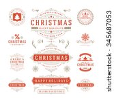 christmas labels and badges... | Shutterstock .eps vector #345687053