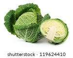Two Savoy Cabbages Isolated...