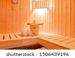 in a small Finnish sauna, with sauna accessories